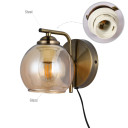 L-Shape Antique Brass Dome Glass Plug-In Wall Light