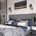 Vintage Grey Fabric Shade Wall Light with Plug-In