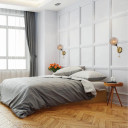 Amber Reeded Glass Globe Gold Metal Vintage Retro Wall Light with Pull Down Switch