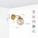 Clear Globe Glass Gold Metal Ellipse Vintage Retro Wall Light with Pull Down Switch