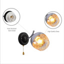 Partial Mirror Glass Cone Metal Frame Wall Light with Pull Down Switch