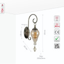 Antique Amber Glass Bronze Metal Body Moroccan Style Wall Light