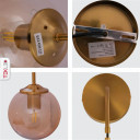 Amber Glass Gold Metal Pendant Wall Light E27 Fitting