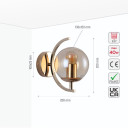 Glass Globe Gold Crescent Metal Modern Wall Light
