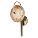 Amber Glass and Antique Brass Wall Light with 3 CCT Integrated LED
