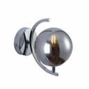 Glass Globe Chrome Crescent Metal Modern Wall Light