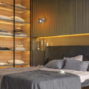 Glass Globe Chrome Crescent Metal Modern Wall Light