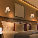 Gold Metal Swing Arm Frustum Wall Light with Pull Down Switch