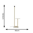 Brushed Gold Metal Floor Lamp with Table