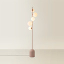 5-Way Blush Pink Floor Lamp with White Glass Globe Shades