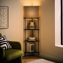 3 Shelf Corner Floor Lamp with Grey Shade