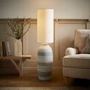 Ceramic Midi Floor Lamp with Cream Shade