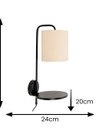 Black Metal Wall Lamp with Integrated shelf