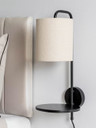 Black Metal Wall Lamp with Integrated shelf