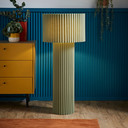 Moss Green Ribbed Fabric Midi Floor Lamp