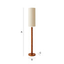 Wooden Bobbin Floor Lamp with Tall Linen Shade