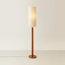 Wooden Bobbin Floor Lamp with Tall Linen Shade