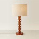 Wooden Bobbin Table Lamp with Linen Shade