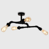 RetroLED Luiggi Steampunk 4 Way Angular Satin Black Ceiling Light