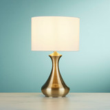 Mirrorstone Antique Brass Touch Table Lamp With Cream Fabric Shade 