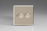 Varilight Satin Chrome 2-Way V-Pro Push On/Off Rotary Satin LED Dimmer 0-120W (1-4 Gang)