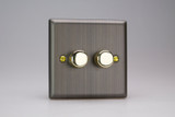 Varilight Antique Brass 2-Way V-Pro Push On/Off Rotary LED Polished Brass Dimmer 0-120W (1-2 Gang)