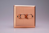 Varilight Brushed Copper 2 Way V-Pro Push On/Off Rotary LED Polished Copper Dimmer 0-120W (1-2 Gang)