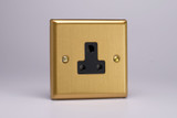 Varilight Brushed Brass 1-Gang Round Pin Socket Black Insert