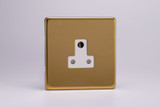 Varilight Polished Brass Screwless 1-Gang White Round Pin Socket