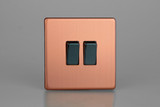 Varilight Brushed Copper Screwless 10A 1 or 2 Way Iridium Rocker Switch (1-4 Gang)