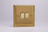 Varilight Georgian Brass 10A 1 or 2 Way Brass Rocker Switch (1-6 Gang)