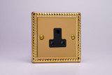 Varilight Georgian Brass 1-Gang Round Pin Socket Black Insert