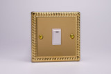 Varilight Georgian Brass 1-Gang 20A Double Pole White Rocker Switch