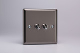 Varilight Pewter 10A 1 or 2 Way Chrome Toggle Switch (1-4 Gang)