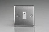 Varilight Brushed Steel 1-Gang 20A Double Pole White Rocker Switch