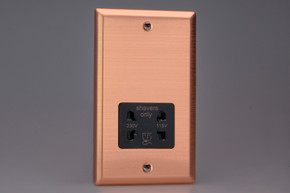 Varilight Brushed Copper Dual Voltage Shaver Socket 230V/115V