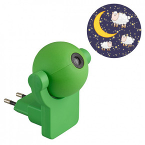 Green Plug-In Wall Light Rotating Night Light with Sheep Projection