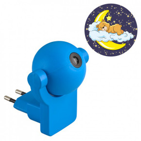 Blue Plug-In Wall Light Rotating Night Light with Teddy Projection