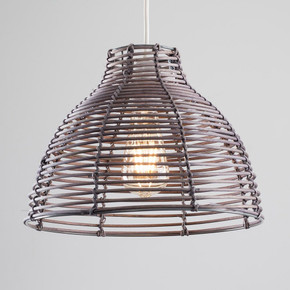 Lobster Pot Pendant Shade with Basket Weave in Grey