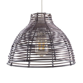 Lobster Pot Pendant Shade with Basket Weave in Grey
