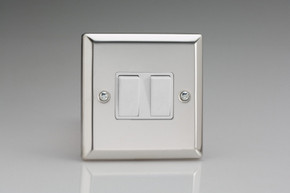 Varilight Mirror Chrome 10A 1 or 2 Way White Rocker Switch (1-6 Gang)