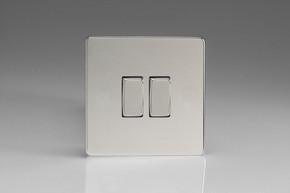 Varilight Polished Chrome Screwless 10A Intermediate Rocker Switch (1-2 Gang)