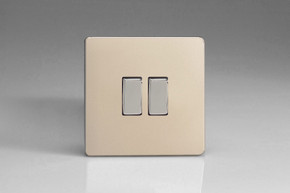 Varilight Satin Chrome Screwless 10A Intermediate Rocker Switch (1-2 Gang)