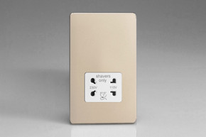 Varilight Satin Chrome Screwless Dual Voltage Shaver Socket 230V/115V