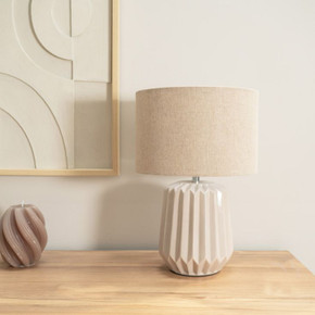 Zak Table Lamp with Origami Texture Base in Stone and Stone Shade