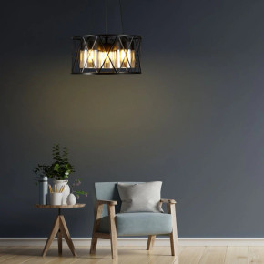 Black Caged Metal Amber Cylinder Glass Chandelier Ceiling Light 3xE27 Black Caged Metal Amber Cylinder Glass Chandelier Ceiling Light 3xE27