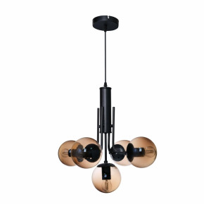 Globe Glass Black Body Pendant Chandelier Ceiling Light E27 - Amber