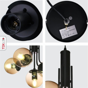 Globe Glass Black Body Pendant Chandelier Ceiling Light E27 - Amber Globe Glass Black Body Pendant Chandelier Ceiling Light E27 - Amber