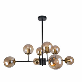 Stilnovo Amber Glass Globe Modern Sputnik Chandelier Ceiling Light E27 - Black / Amber