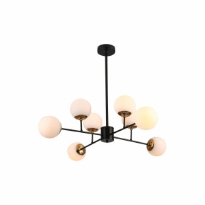 Stilnovo Opal and Black Glass Globe Modern Sputnik Chandelier Ceiling Light E27 - Black / Opal Stilnovo Opal and Black Glass Globe Modern Sputnik Chandelier Ceiling Light E27 - Black / Opal